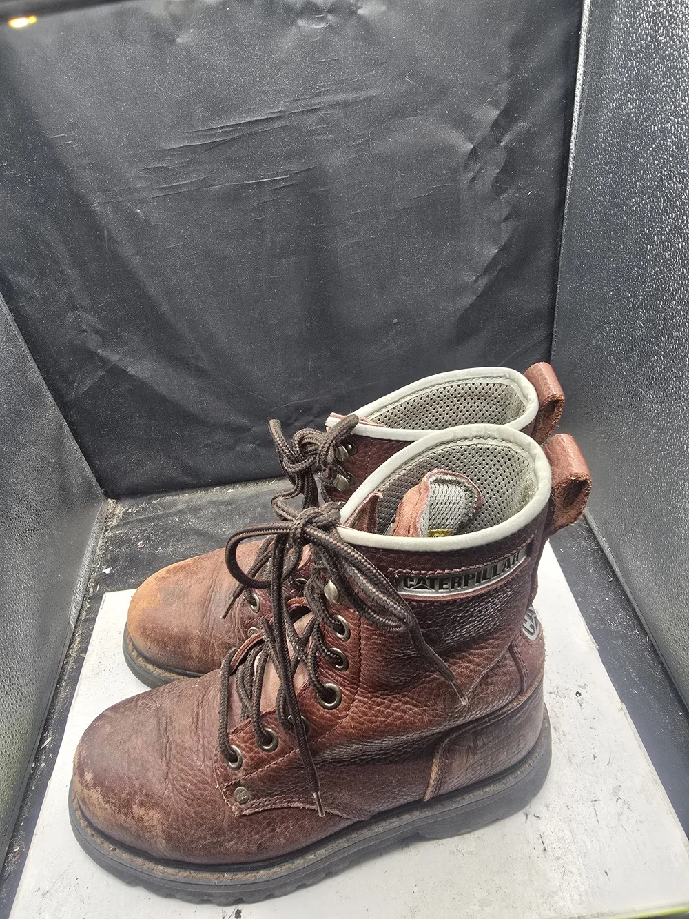 Caterpillar Brown Leather Lace-Up Work Boots